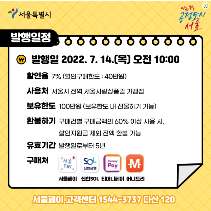 서울사랑상품권(광역) 1차 발행 일정 @서울시