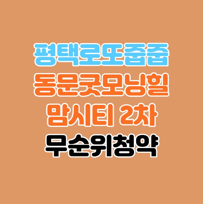  로또 줍줍｜평택 지제역 동문굿모닝힐 맘시티 2차(3단지) 무순위 청약