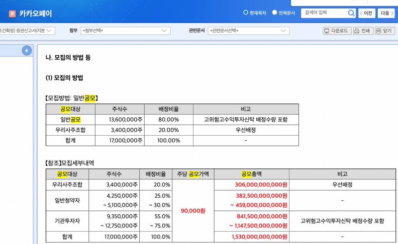 유통주식수 조회화면