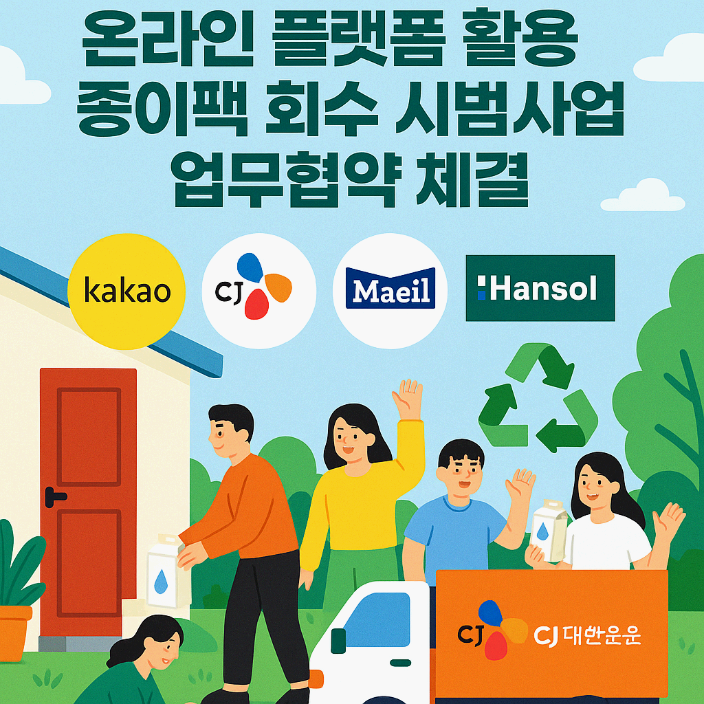[환경부 시범사업] 카카오·CJ대한통운·매일유업·한솔제지, 종이팩 회수율 높인다