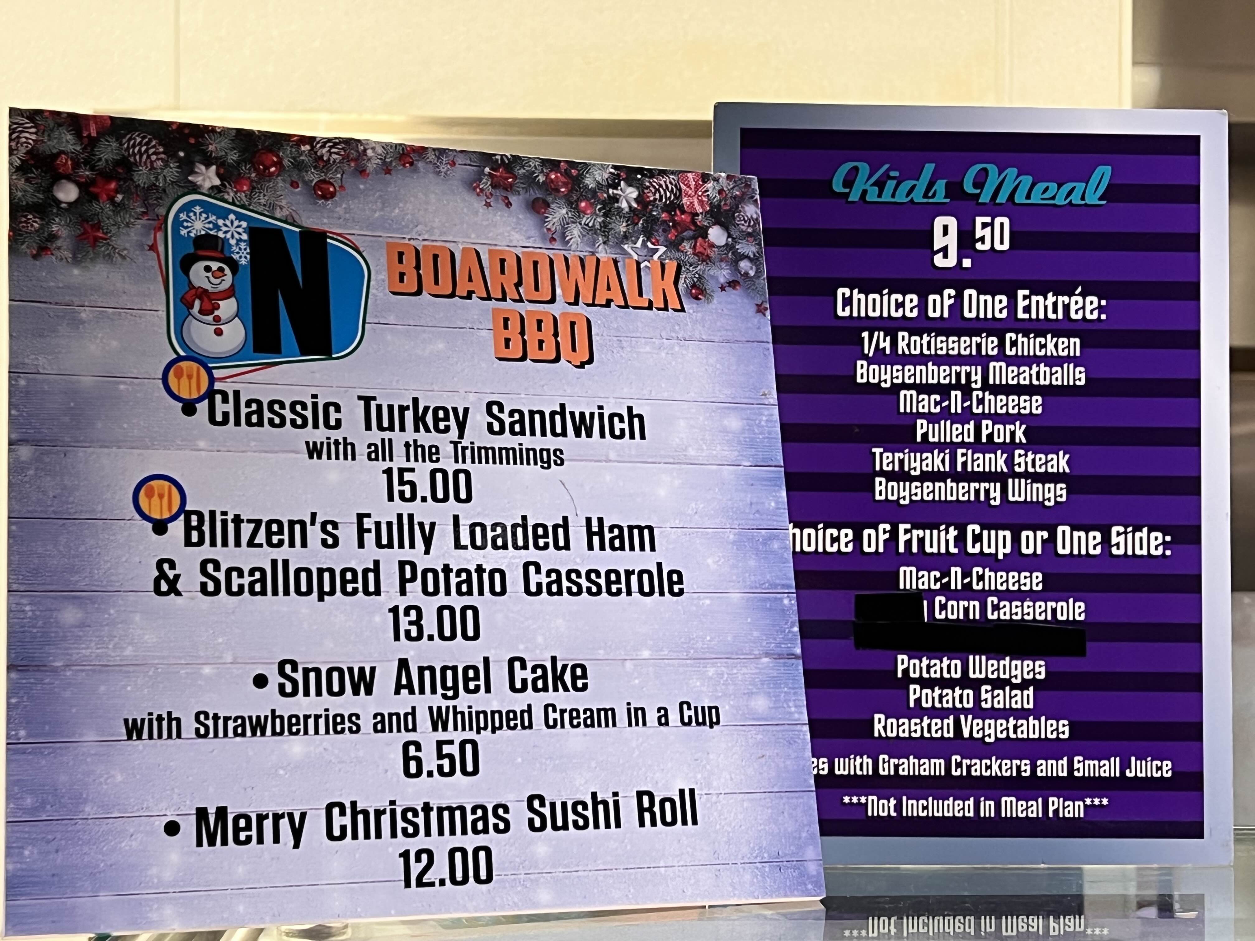 Boardwalk BBQ 메리팜 메뉴입니다.