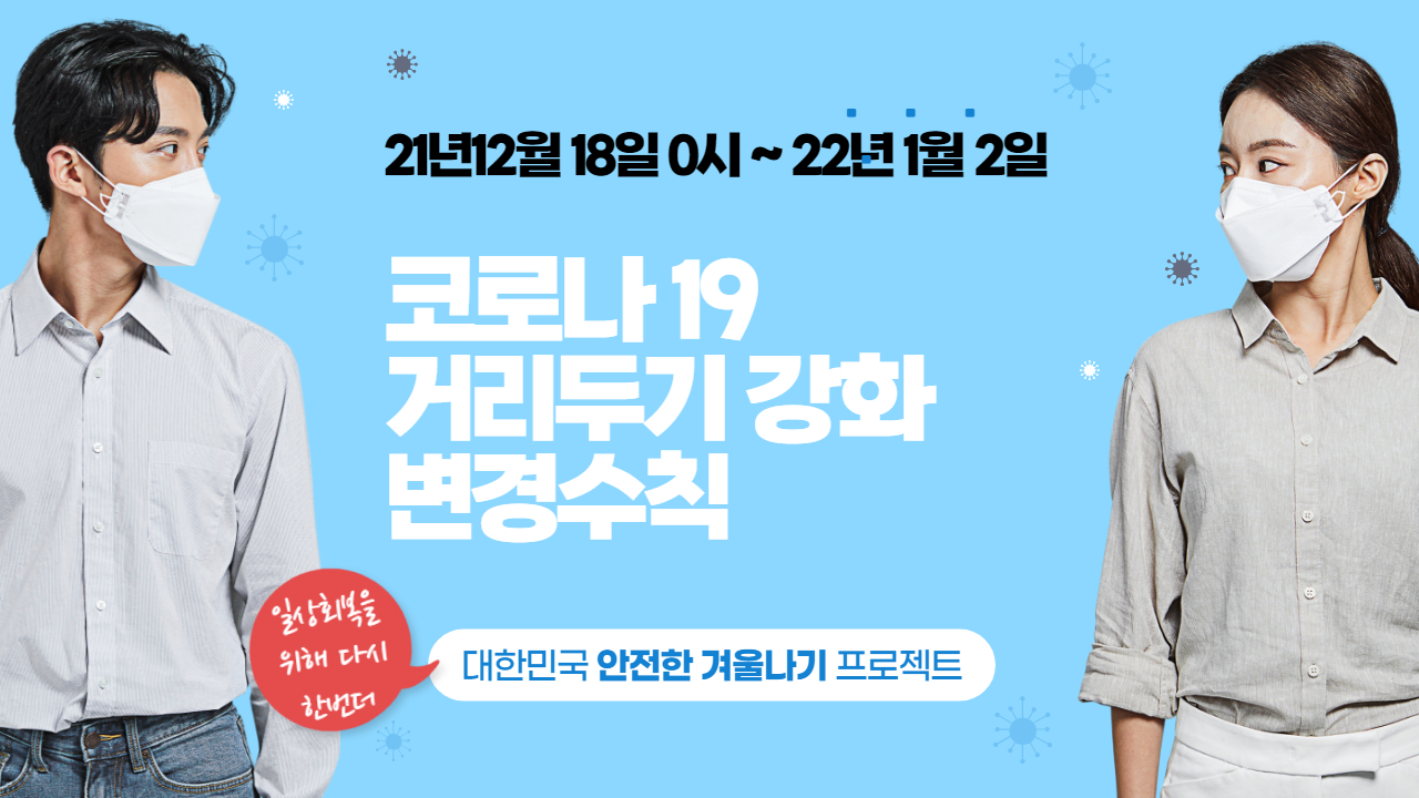  거리두기 강화에 따른 12월 18일 부터 적용되는 방역수칙 변경 사항