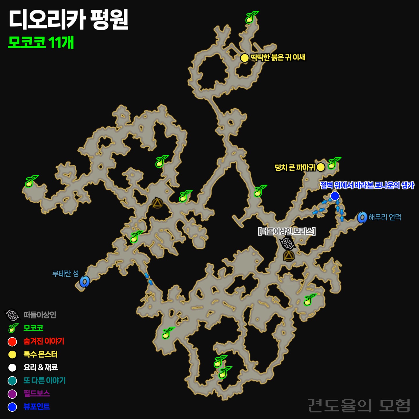 디오리카 평원에는 11개의 모코코가 있습니다.