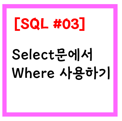  [SQL문 #03] SQL의 Select Where 쿼리문에 대해 알아보는 시간!
