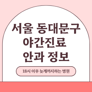 서울 동대문구 야간진료 안과 병원 (18시 이후 늦게까지하는 병원)