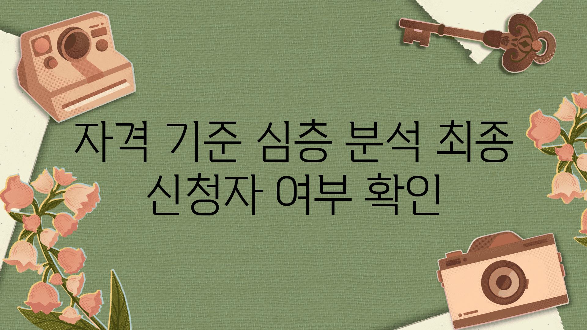 자격 기준 심층 분석 최종 신청자 여부 확인