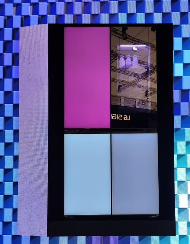 LG&#44; 블루투스 스피커 내장 기괴한 색깔 변화 냉장고 공개 VIDEO:LG reveals bizarre fridge-freezer with colour-changing LED doors