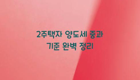 2주택자 양도세 중과 기준