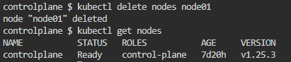 kubectl delete nodes