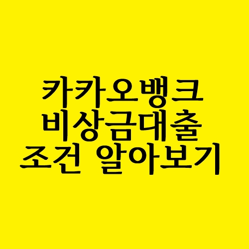  카카오뱅크 비상금 대출 조건 알아보기