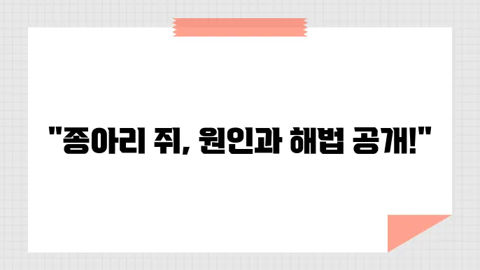 종아리 쥐나는 이유, 예방과 대처법 알아보기
