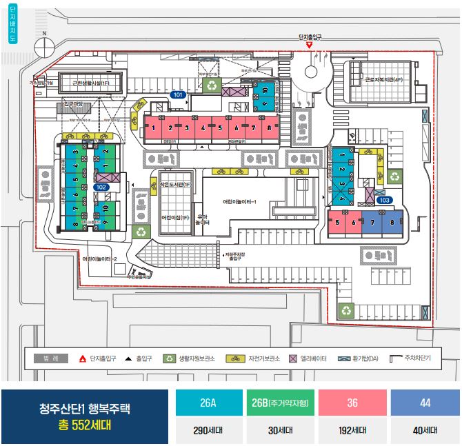 청주산단1 행복주택 단지배치도