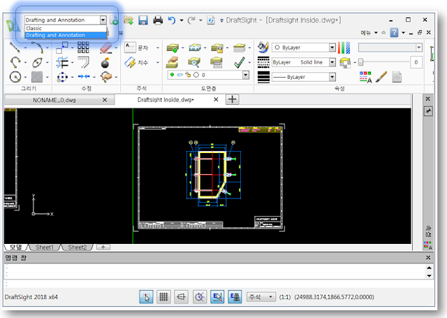 Draftsight 시작하기 - D1 사용자 인터페이스 UI - 3. 도구 메트릭스 Draftsight 시작하기 - D1 사용자 인터페이스 UI - 3. 도구 메트릭스