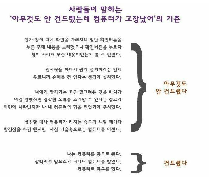  컴맹들이 말하는 컴퓨터 고장난 기준