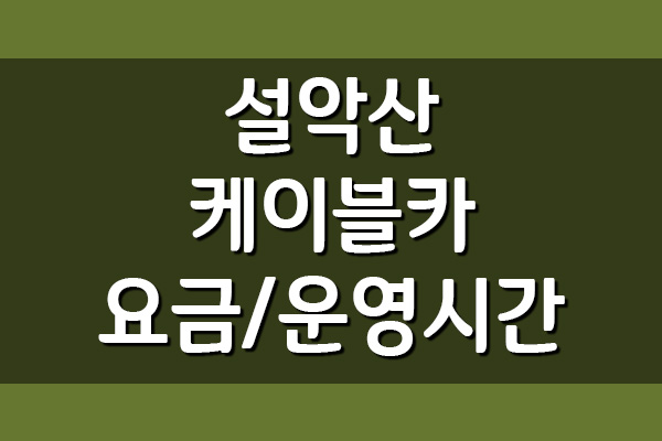  설악산 케이블카 요금 및 운영시간 정보
