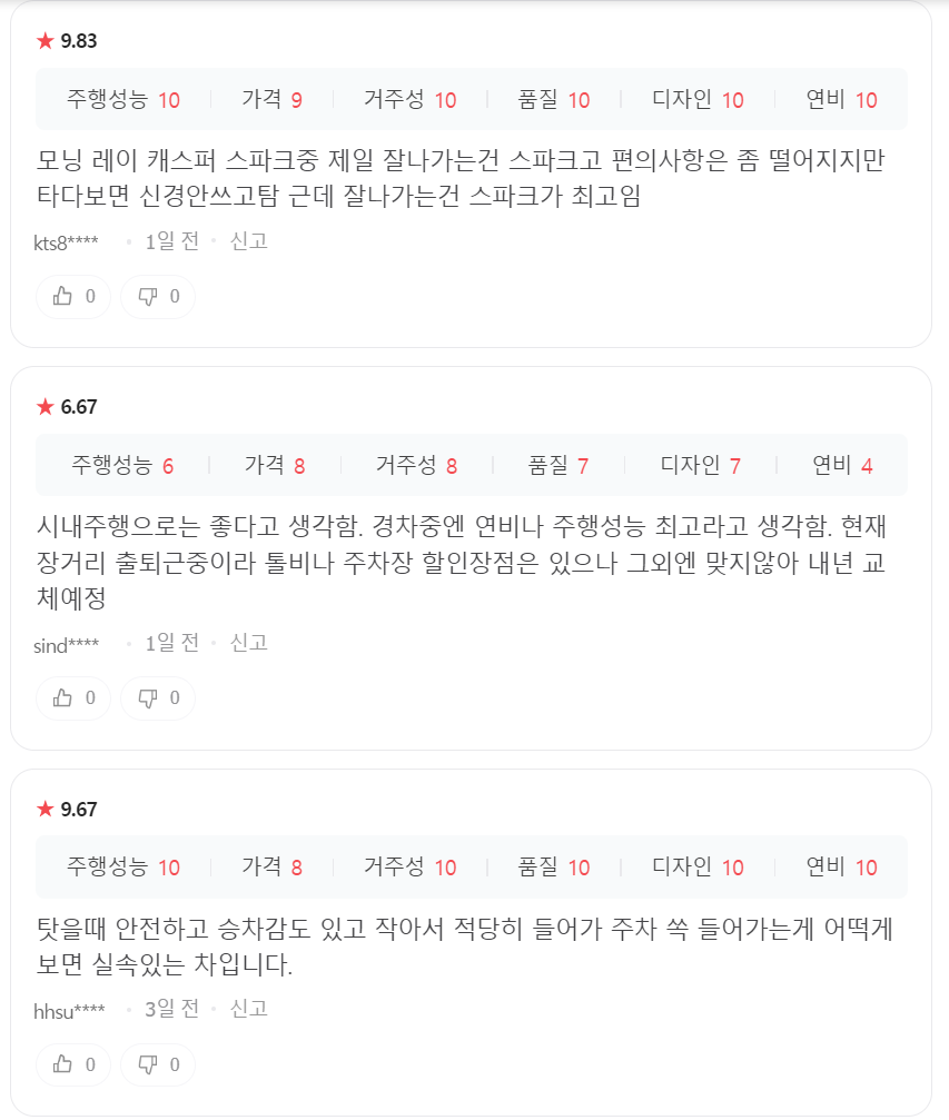 스파크 중고차 실제 오너 후기