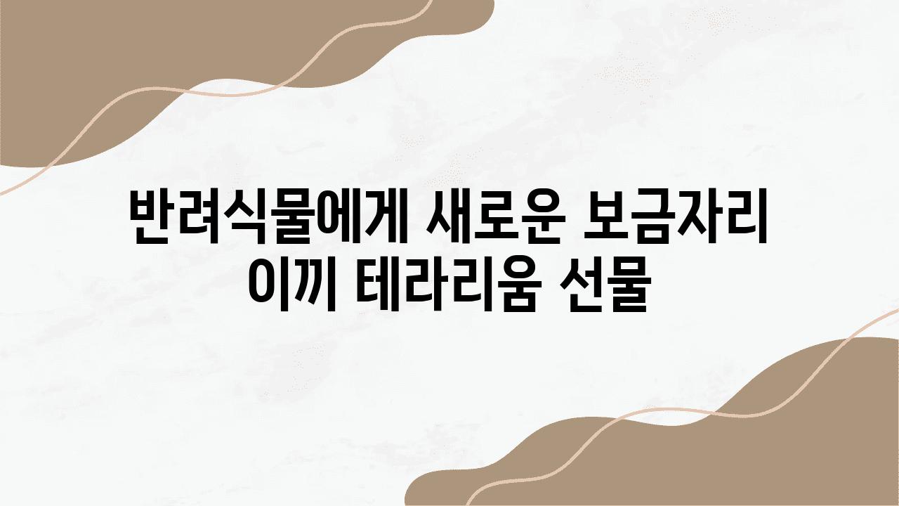 반려식물에게 새로운 보금자리 이끼 테라리움 선물