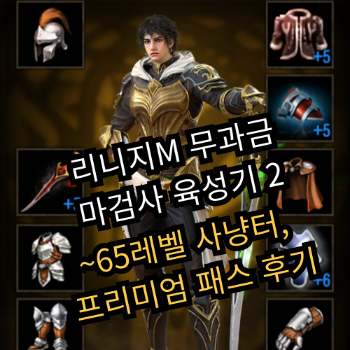 리니지M 무과금 마검사 육성기 2 - ~65레벨 사냥터, 프리미엄 패스 후기