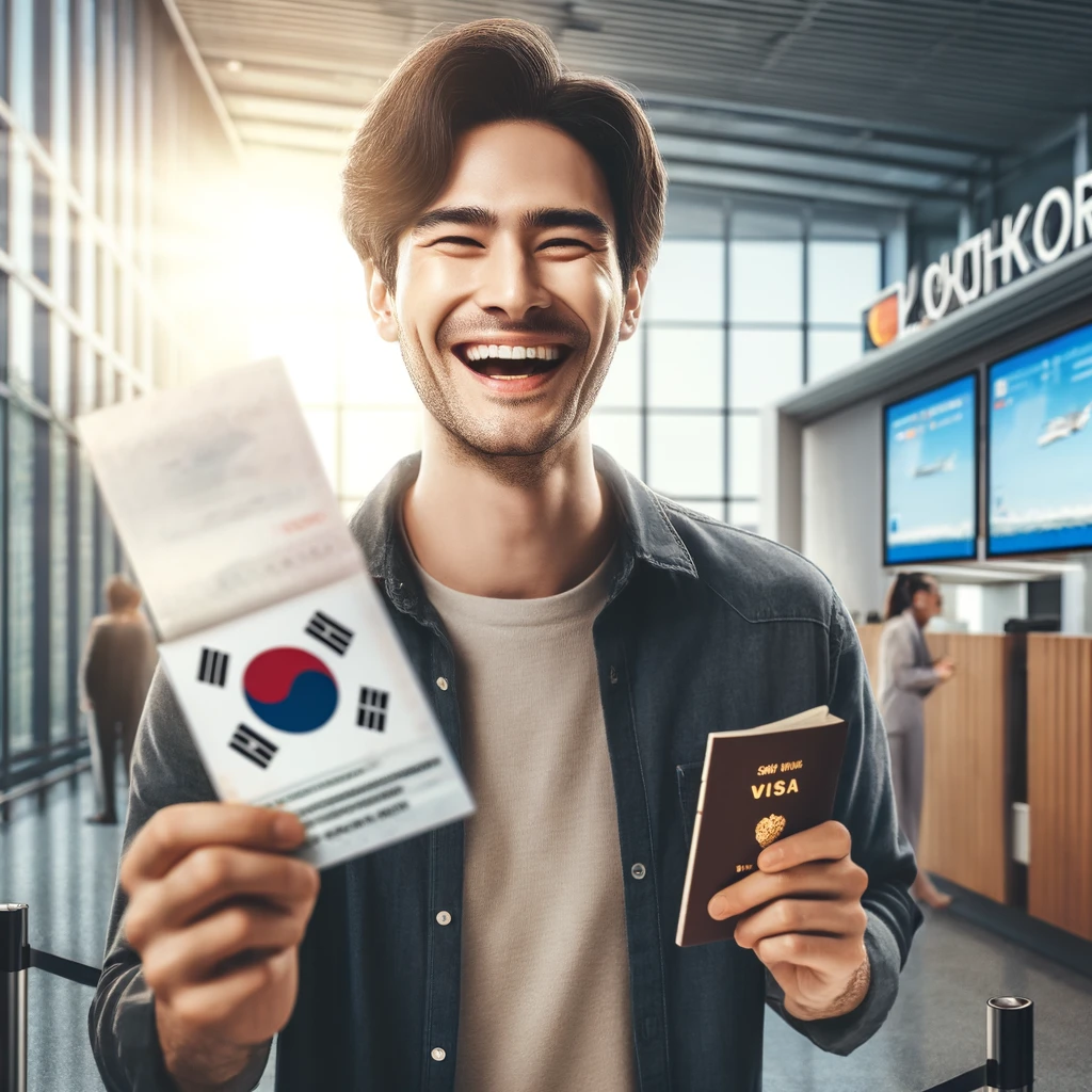 한국 비자를 받고 좋아하는 사진