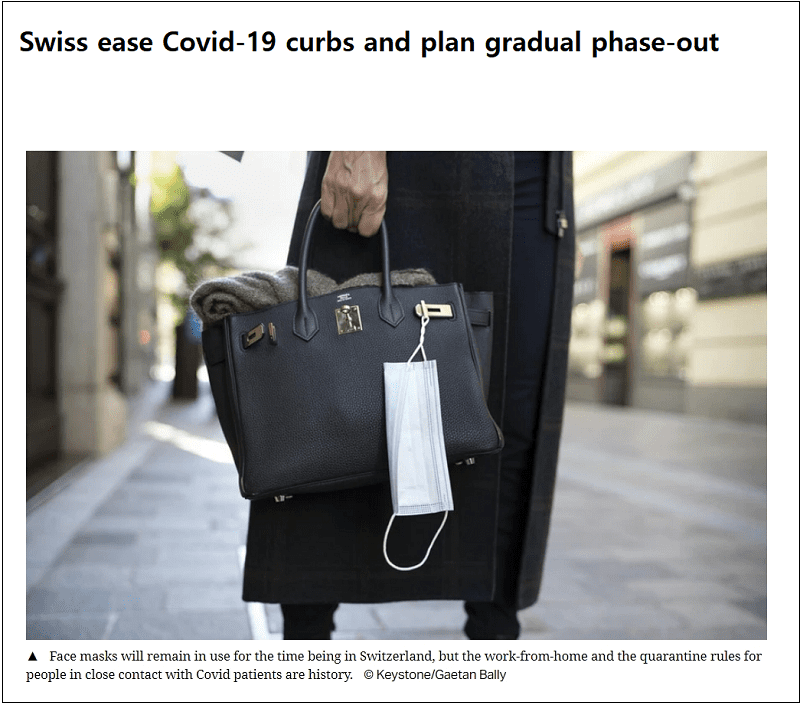  [전세계는 코로나 종식 붐] 스위스도 방역 규제 폐지 결정 VIDEO:Swiss ease Covid-19 curbs and plan gradual phase-ou
