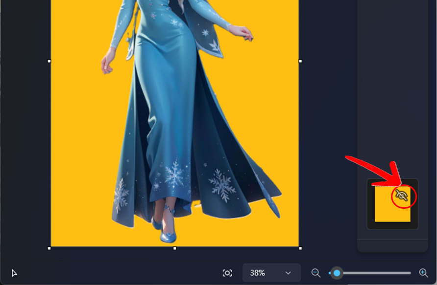 눈 모양의 아이콘 '배경 숨기기'를 다시 클릭하여 배경색 표시하기