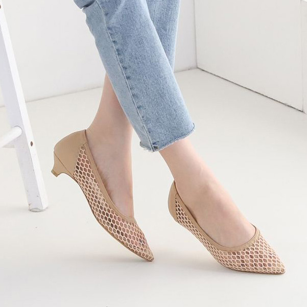  망사 콤비 3cm 하이힐 정장구두