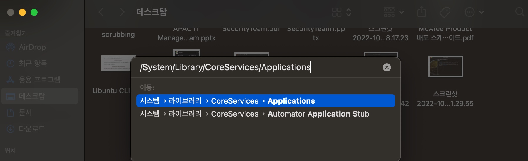 macOS 네트워크 유틸리티 경로