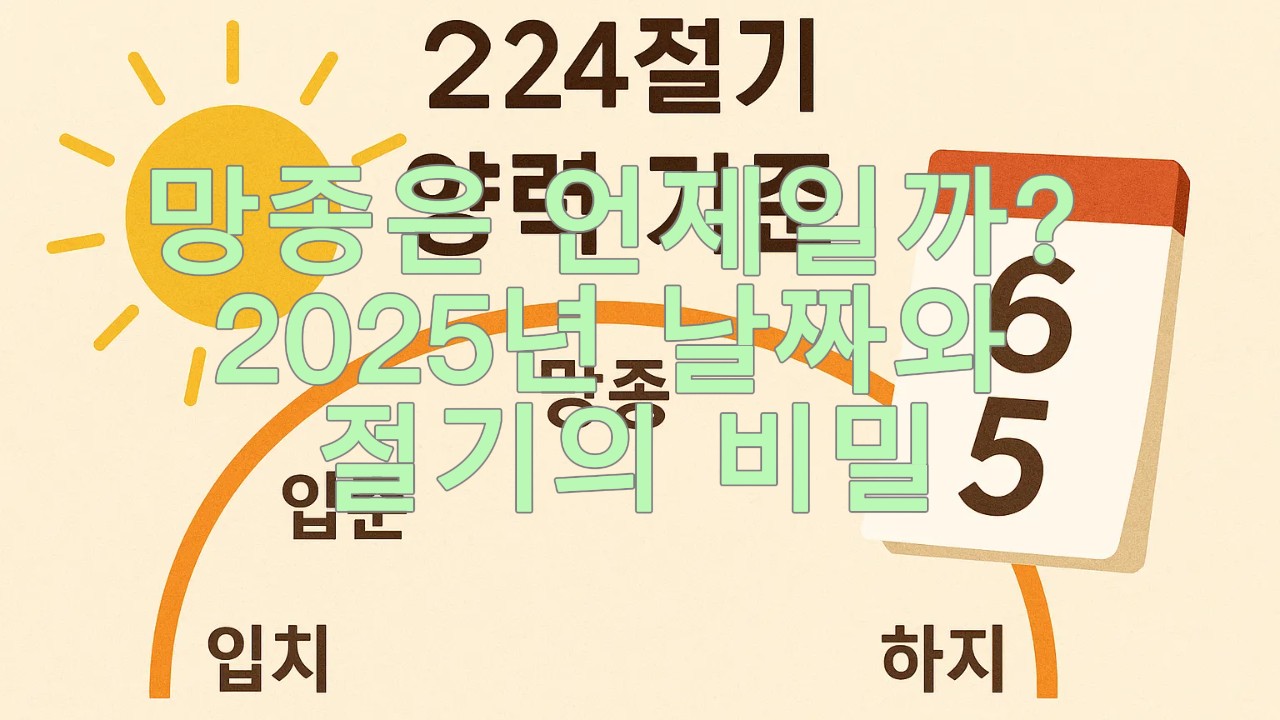 망종은 언제일까 2025년 날짜와 절기의 비밀