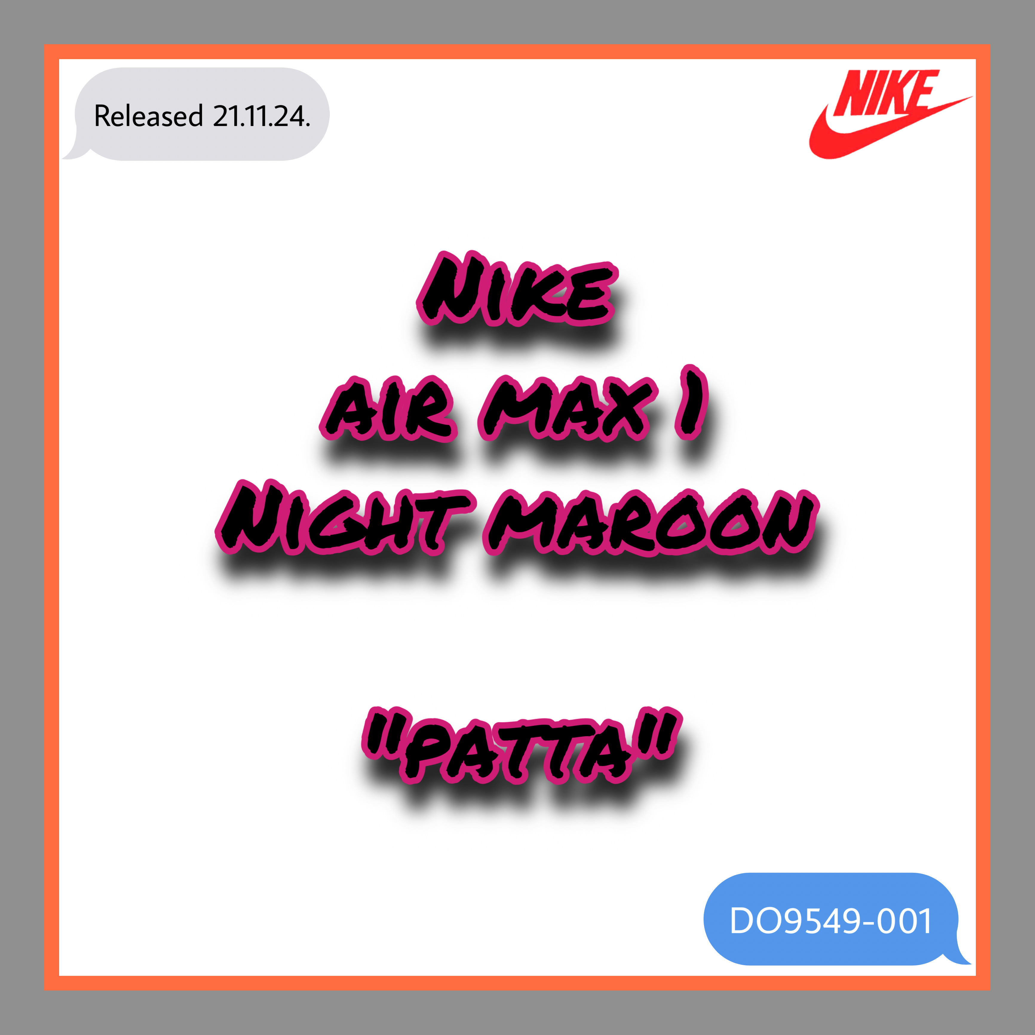  [나공홈] Nike x Patta Air Max 1 Night Maroon (DO9549-001) - 나이키 / 나이키 에어맥스 / 에어맥스 1 / 파타 에어맥스 1 /나이키 공홈 / 할인 구매 / 나이키 매니아