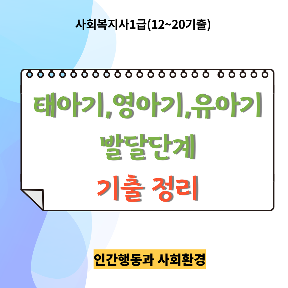  [사회복지사1급]<인간행동과사회환경><12~20년 기출> 태아기, 영아기, 유아기 파트 기출
