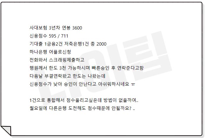 새희망홀씨 부결 사유 3