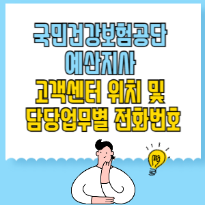 국민건강보험공단 예산지사 고객센터 위치 및 담당업무별 전화번호
