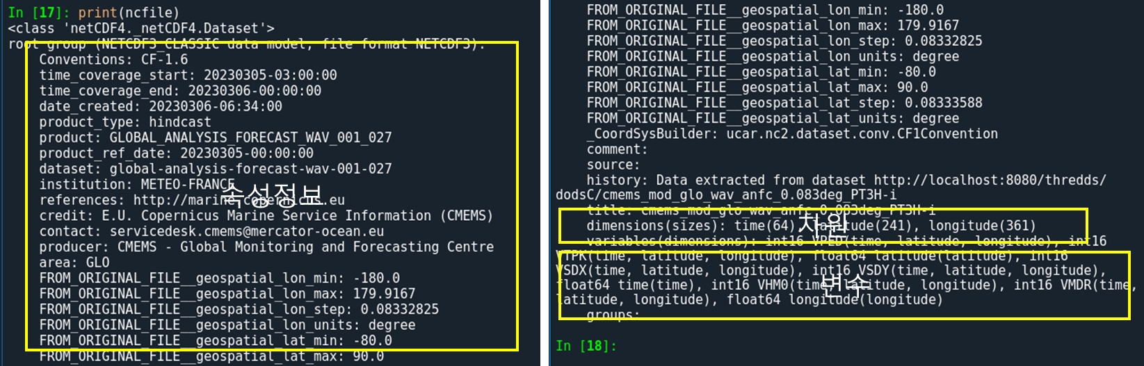 파이썬에서의 NetCDF 정보 확인