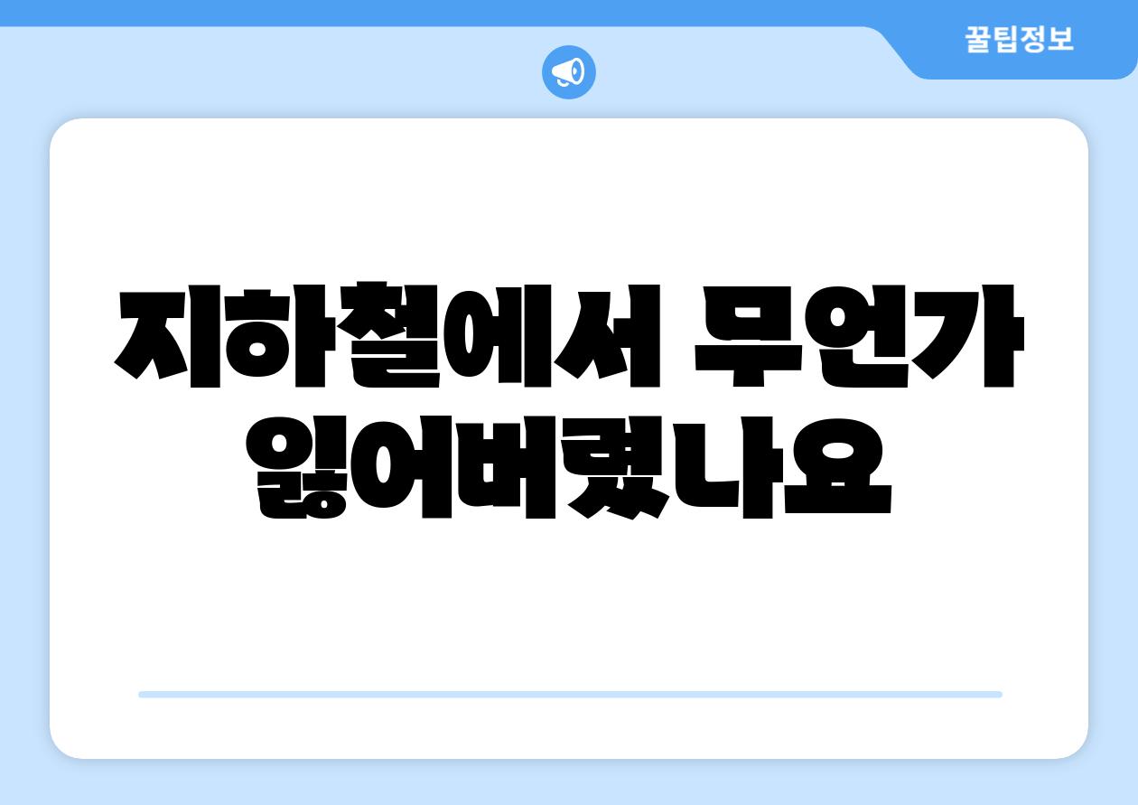 지하철에서 무언가 잃어버렸나요