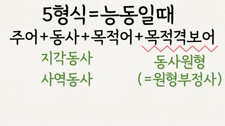 동사원형 영어 5형식 목적격보어 5