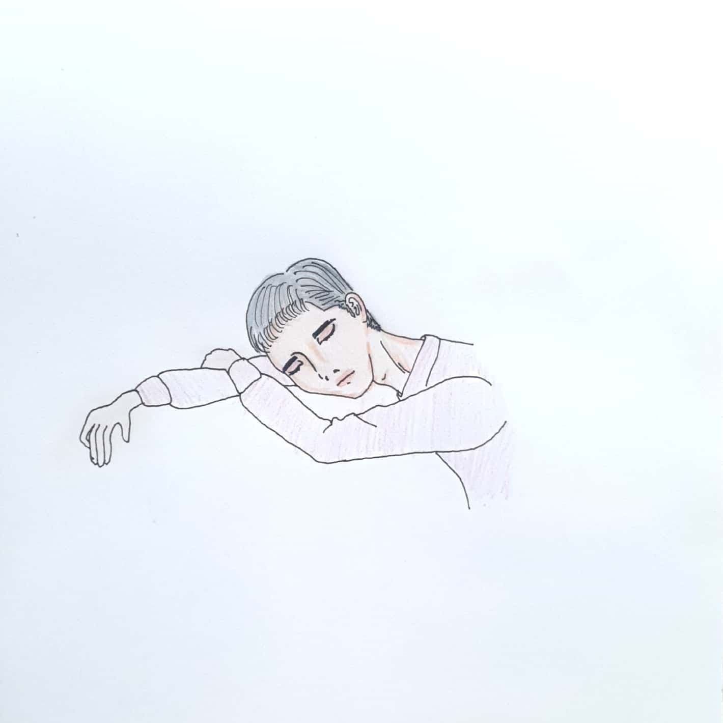  Tired 피곤한 / 일러스트 그림 드로잉 / 인물화 그리기