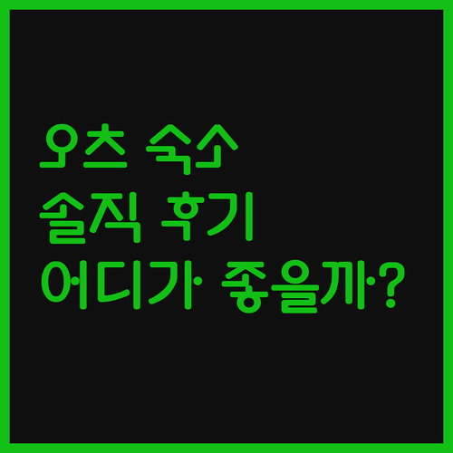 오츠혼 숙소, 어디서 묵어야 후회 없