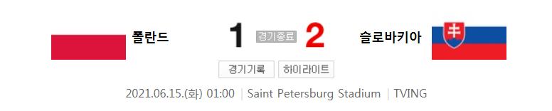  (유로 2020 조별리그 E조) 폴란드 (1) 대 슬로바키아 (2) 축구 경기 하이라이트