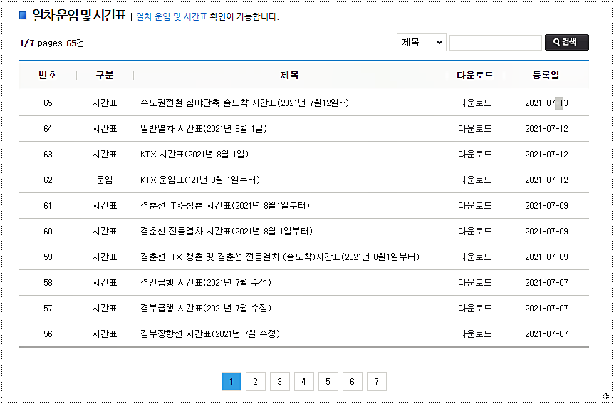  수원역 기차시간표