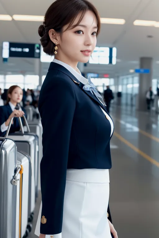 AI 실사 승무원 정장 치마 룩북 컨셉 이미지