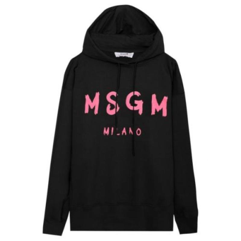 MSGM 브러쉬드 로고 후드 티셔츠