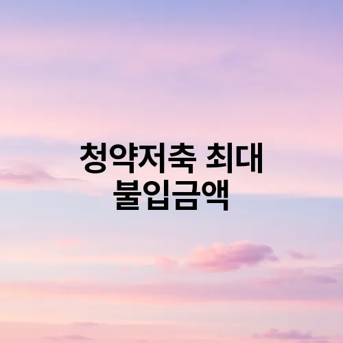 청약저축 최대 불입금액