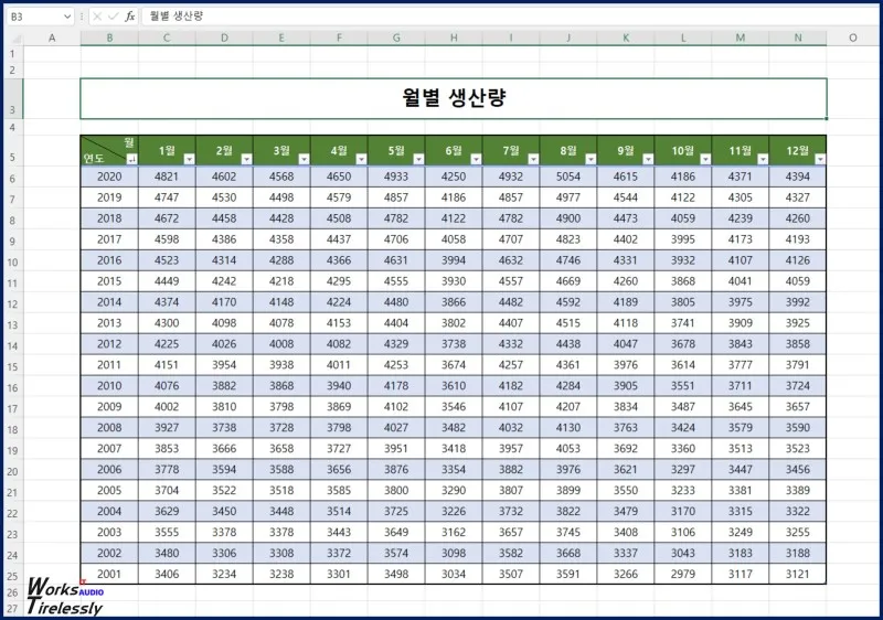 엑셀 표만들기 _1