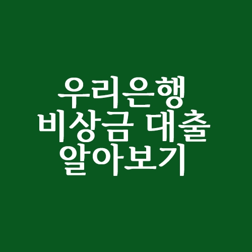  우리은행  비상금대출 자격 조건 알아볼까요?