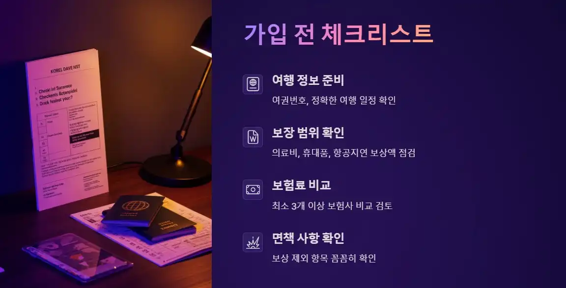여행자 보험 인터넷 가입 전 체크리스트