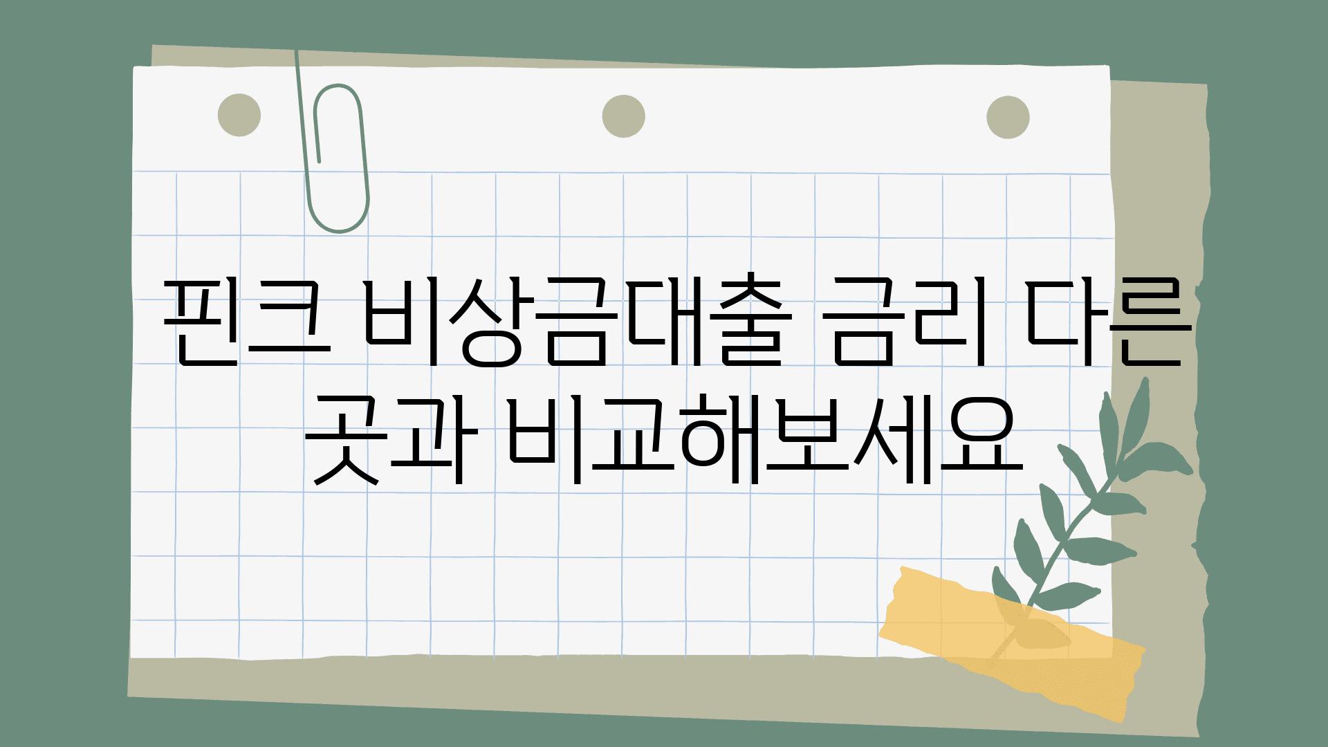  핀크 비상금대출 금리 다른 곳과 비교해보세요