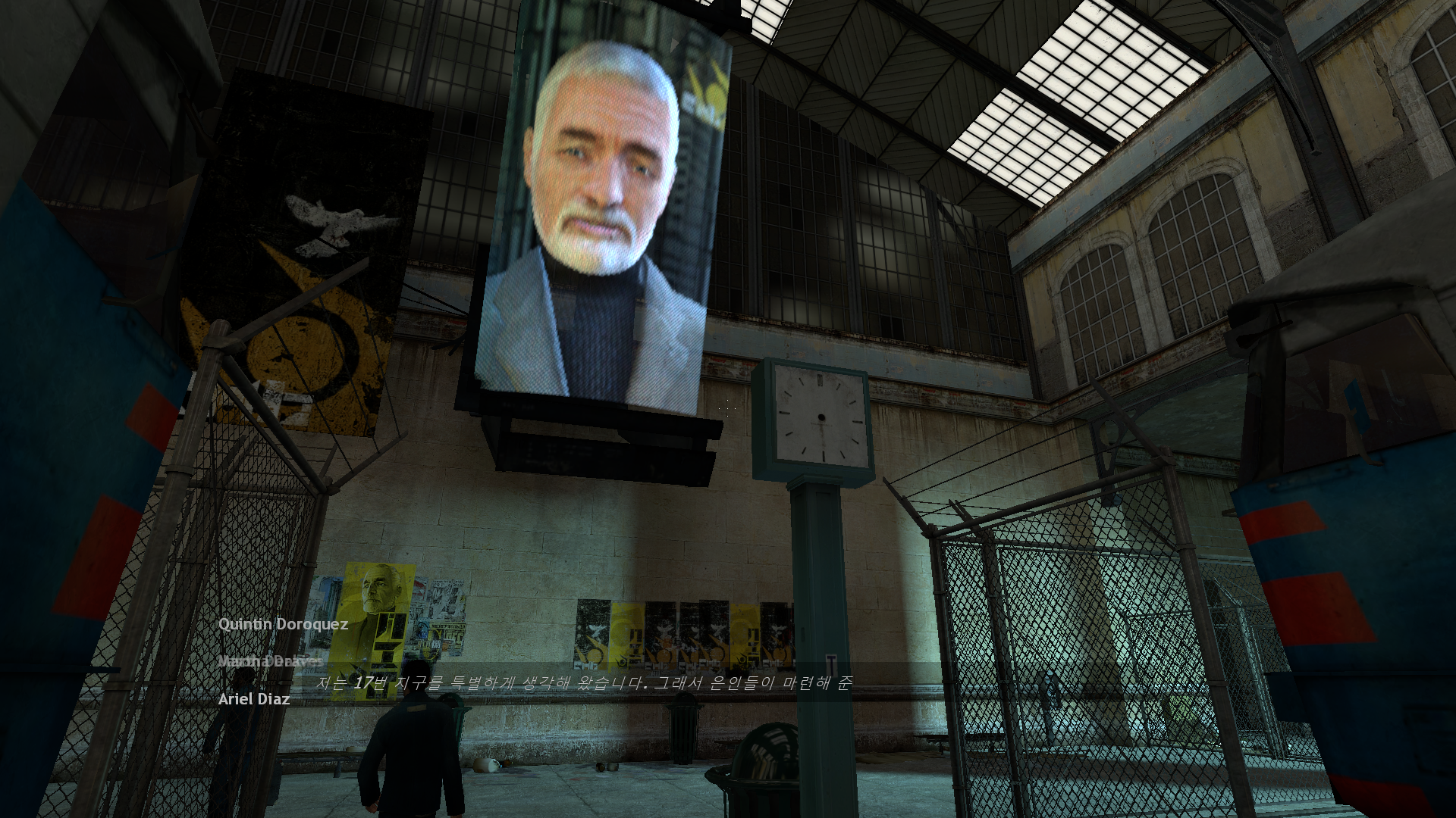Half-Life 2&#44; 챕터1(도착 지점) 플레이 화면 : 월리스 브린