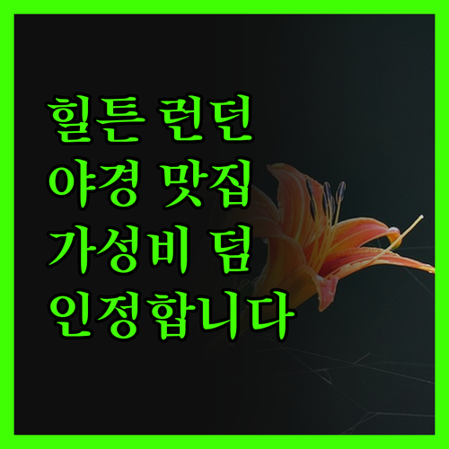 힐튼 런던 타워 브리지 야경 맛집 인