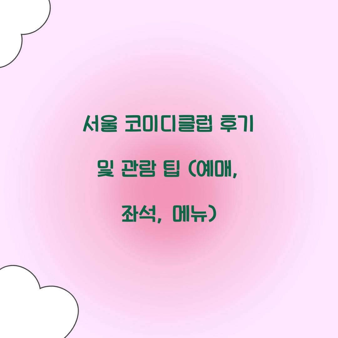 서울 코미디클럽 후기