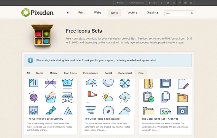 Pixeden 무료 아이콘 세트 다운로드 서비스